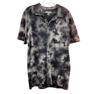 BP. Men's Tie Dye Polo Shirt Gray/White Size Large